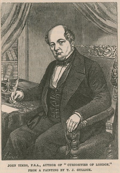 John Timbs, FSA, autor de Curiosidades de Londres, de una pintura de T J Gullick de English School