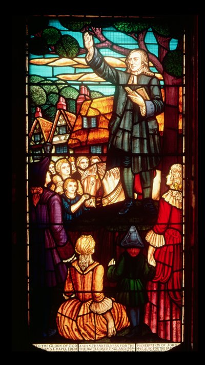 John Wesley (1703-91) predicando los evangelios en Inglaterra, c.1890 de English School