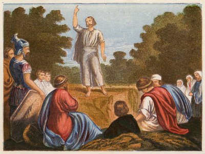 Juan el Bautista predicando (litografía en color) de English School