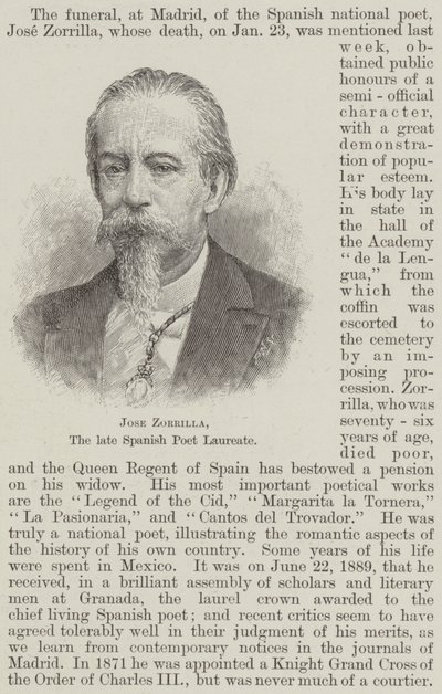 José Zorrilla, el difunto poeta laureado español de English School
