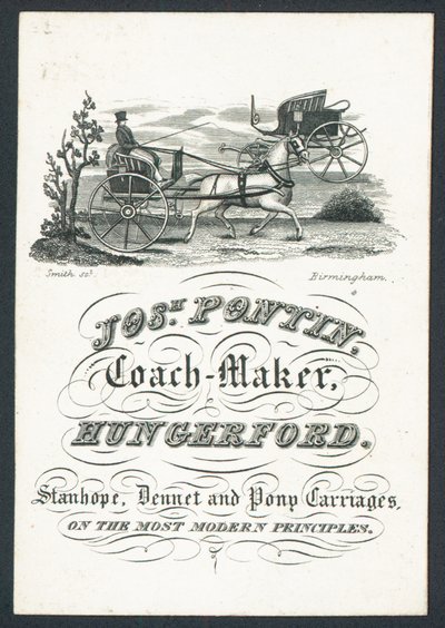 Josiah Pontin, fabricante de coches, tarjeta comercial de English School