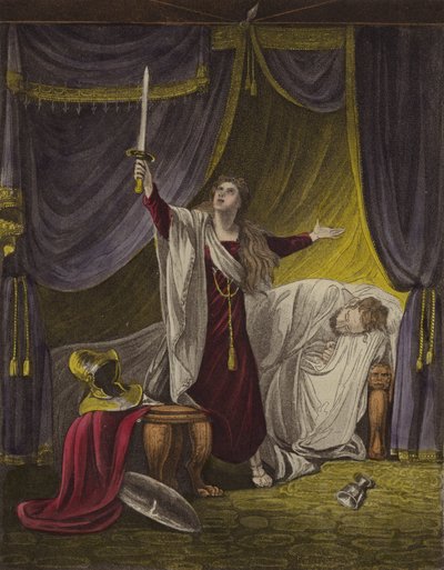 Judith decapitando a Holofernes (litografía en color) de English School