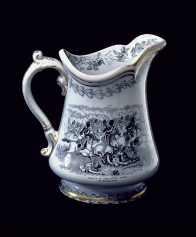 Jarra con una representación de la Carga de los Scots Greys en Balaclava de English School