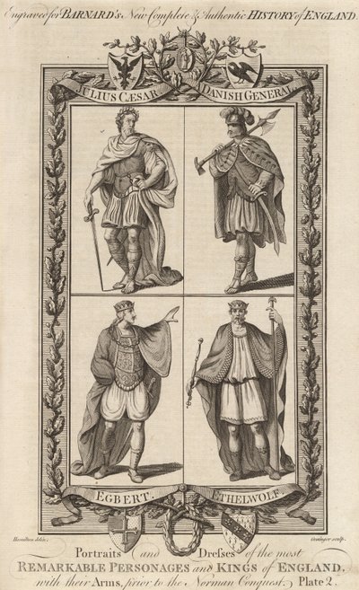 Julio César, un general danés, Egberto y Ethelwolf, ilustración de 