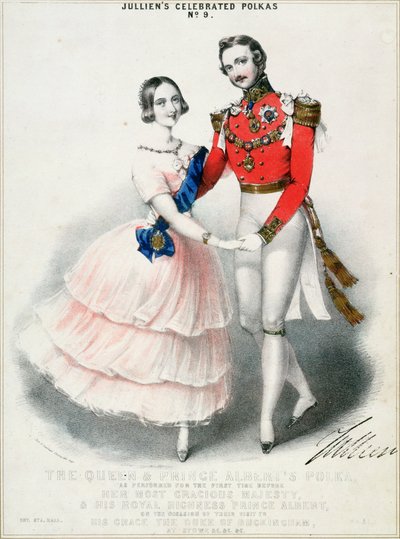 Polkas celebradas de Jullien No.9: La polka de la Reina y el Príncipe Alberto por M. y N. Hanhart (cromolitografía) de English School