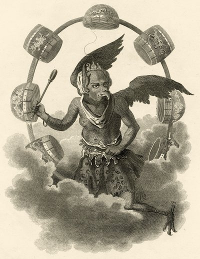 Júpiter, un ídolo de los chinos, ilustración de El Mundo: o el estado actual del Universo, siendo una colección general y completa de viajes y travesías modernas, por Cavendish Pelham, publicado en Londres de English School