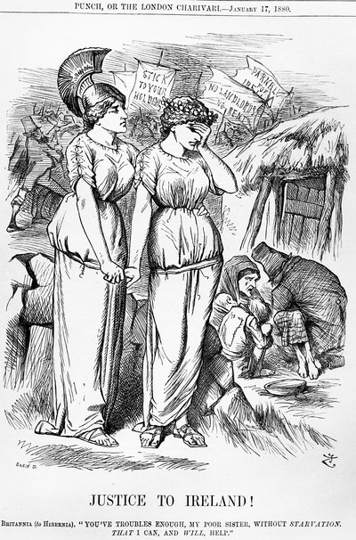 Justicia para Irlanda!, grabado por Joseph Swain, de Punch, 17 de enero de 1880 de English School