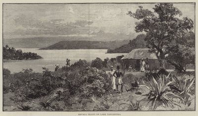 Isla Kavala en el Lago Tanganica (grabado) de English School