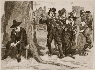 Guardando el domingo, según el Libro de Deportes del Rey James, ilustración de la Historia Ilustrada de Inglaterra de Cassell de English School