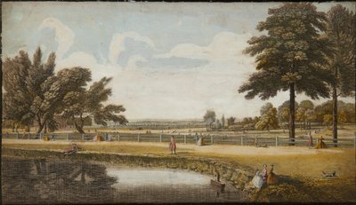 Jardines de Kensington, c.1740-60 (grabado coloreado a mano) de English School