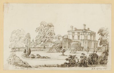 Jardines del Palacio de Kensington; fechado el 27 de agosto de 1857 (tinta sobre papel) de English School