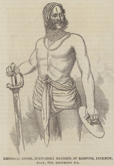 Khoosyal Doobe, Surwarrea Brahmin, de Rampoor, Lucknow, Naik, 8º Regimiento de Infantería Nativa de English School