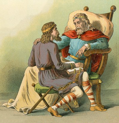 El rey Alfredo dando consejos a su hijo de English School