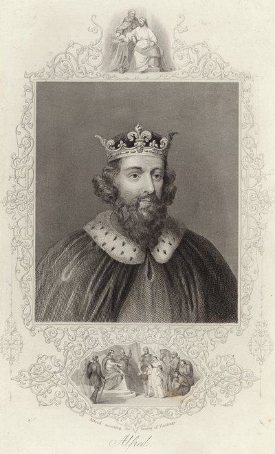 El Rey Alfredo recibiendo a la familia de Hastings de English School