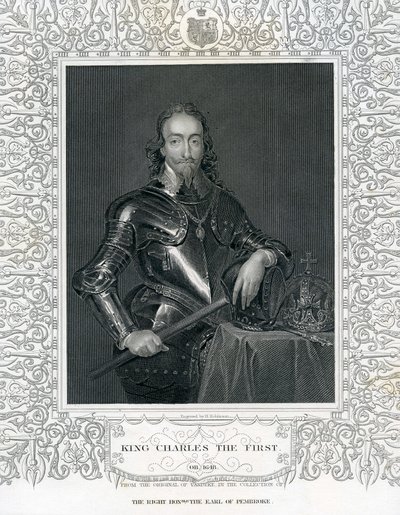 Rey Carlos I, grabado por H. Robinson después de Van Dyck, siglo XIX de English School