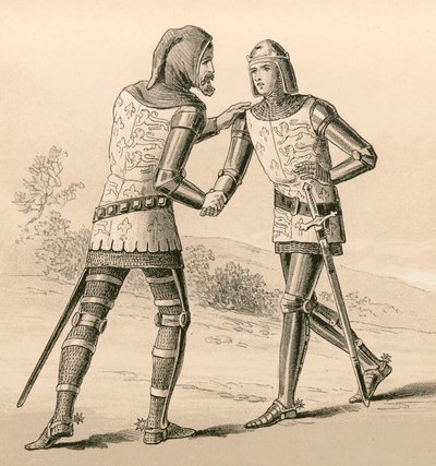El rey Eduardo III saludando a su hijo, el Príncipe Negro, después de la batalla de Crécy de English School