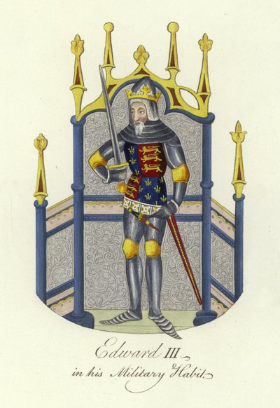 Rey Eduardo III de Inglaterra en su hábito militar de English School