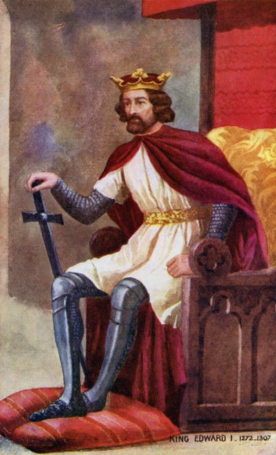 Rey Eduardo I (litografía en color) de English School