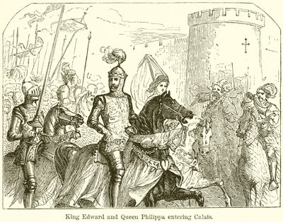 El rey Eduardo y la reina Philippa entrando en Calais de English School