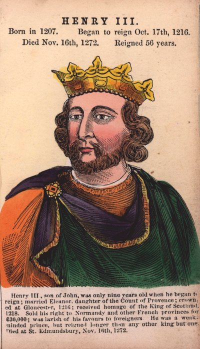 Rey Enrique III (grabado coloreado) de English School