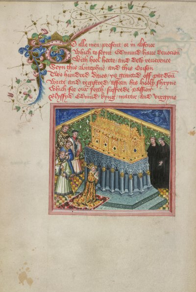 El rey Enrique VI visita el Santuario de San Edmundo, ilustración de la 