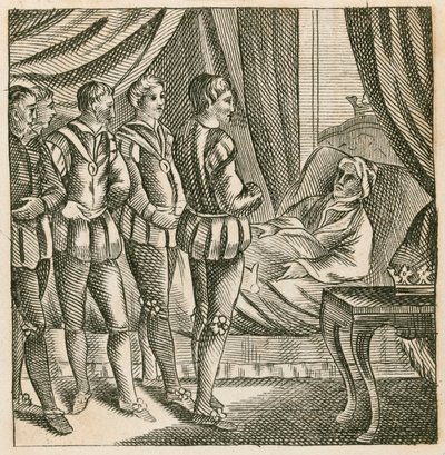 El rey Enrique V entregando su última voluntad al duque de Bedford de English School