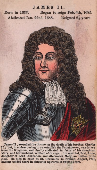 Rey Jacobo II (grabado coloreado) de English School