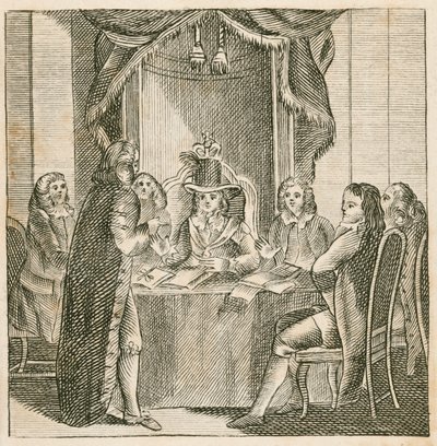 El rey Jaime II recibe información sobre la invasión planeada por Guillermo de Orange de English School