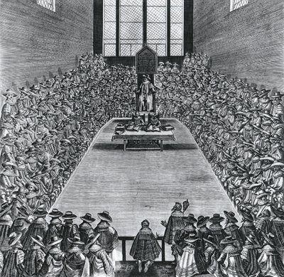 Rey Jacobo I (1566-1625) en las Casas del Parlamento, 1624 de English School