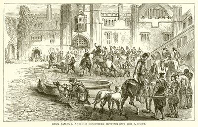 El rey Jacobo I y sus cortesanos partiendo para una cacería de English School