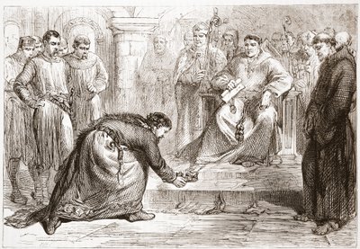 El rey Juan y el legado del Papa, ilustración de La Historia del Protestantismo por James Aitken Wylie (1808-1890), pub. 1878 de English School