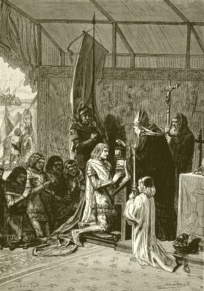 Rey Juan tomando comunión antes de la batalla de Poitiers de English School