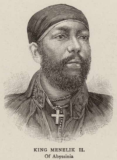 Rey Menelik II (grabado) de English School