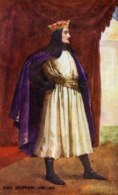 Rey Esteban (litografía en color) de English School