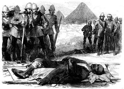 El rey Teodoro, tal como yacía muerto en Magdala, de La expedición británica a Magdala, 1868 de English School