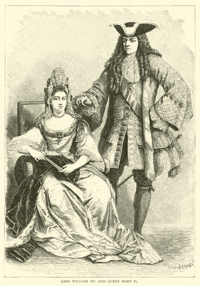 El rey Guillermo III y la reina María II de English School