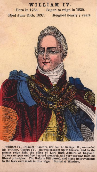 Rey Guillermo IV (grabado coloreado) de English School