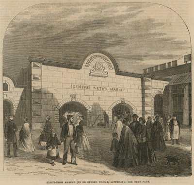 Mercado de Kings Cross, a inaugurarse el sábado 8 de agosto de 1868 de English School