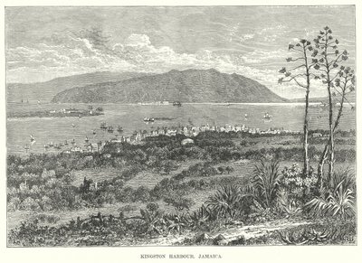 Puerto de Kingston, Jamaica (grabado) de English School