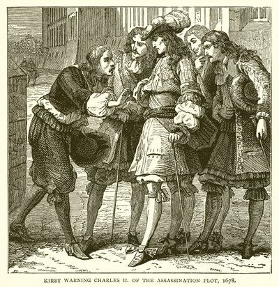 Kirby advirtiendo a Carlos II sobre el complot de asesinato, 1678 de English School