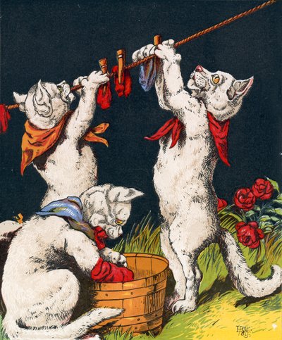 Gatitos lavando sus mitones de English School