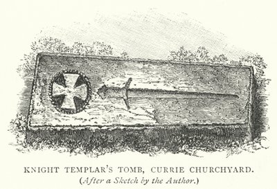 Tumba del Caballero Templario, Cementerio de Currie (grabado) de English School