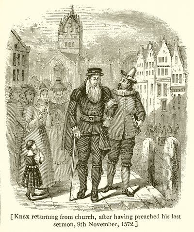 Knox regresando de la Iglesia, después de haber predicado su Último Sermón, 9 de noviembre de 1572 de English School