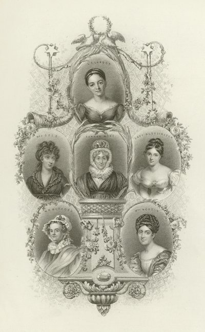 L E Landon, Sra. Opie, Hannah More, Lady Blessington, M R Mitford, Sra. Norton de English School