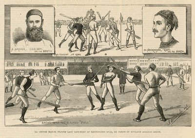 Partido de lacrosse jugado el sábado pasado en Kennington Oval por el Norte de Inglaterra contra el Sur de English School