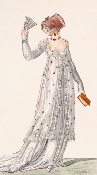 Vestido de noche para damas, placa de moda de Ackermanns Repository of Arts, publicado en 1814 de English School