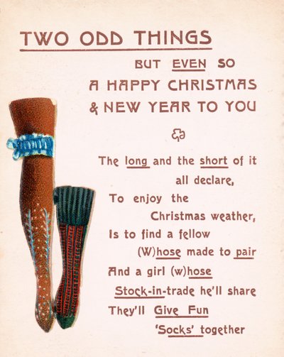 Medias y calcetín de dama, tarjeta de Navidad de English School