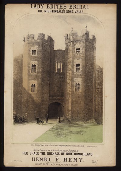 La boda de Lady Edith, escrita para la Duquesa de Northumberland por Henri F Hemy, portada de partitura de English School