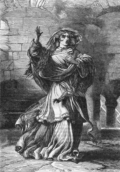 Lady Macbeth (Acto II) - Ilustración en “Obras completas de William Shakespeare” 1866 - Las ilustraciones y la forma general de esta edición son tomadas de Cassell