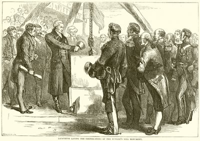 Lafayette colocando la primera piedra del Monumento de Bunker Hill de English School